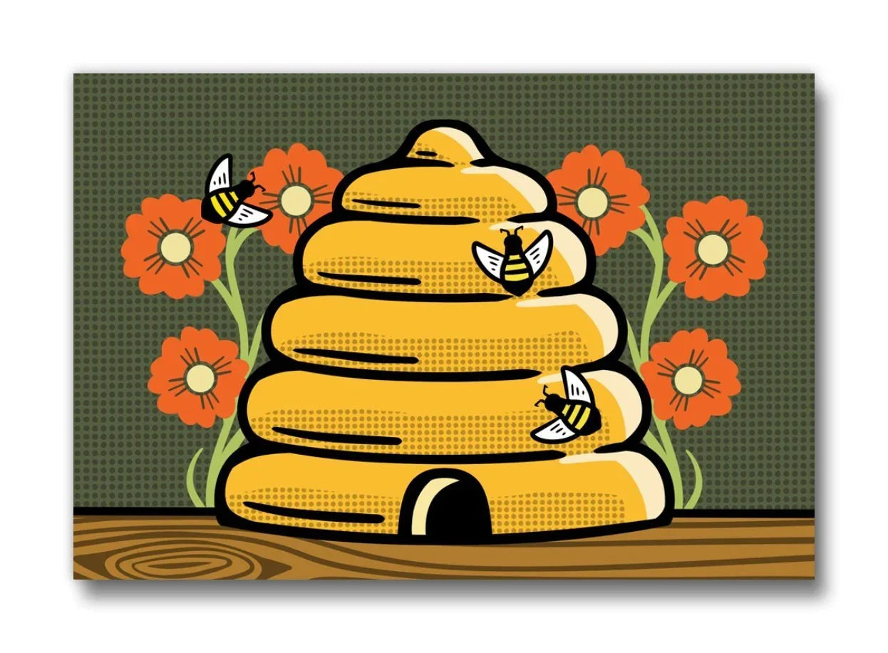 Beehive illustrated fridge magnet by Two Little Fruits