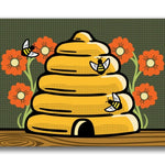 Beehive illustrated fridge magnet by Two Little Fruits