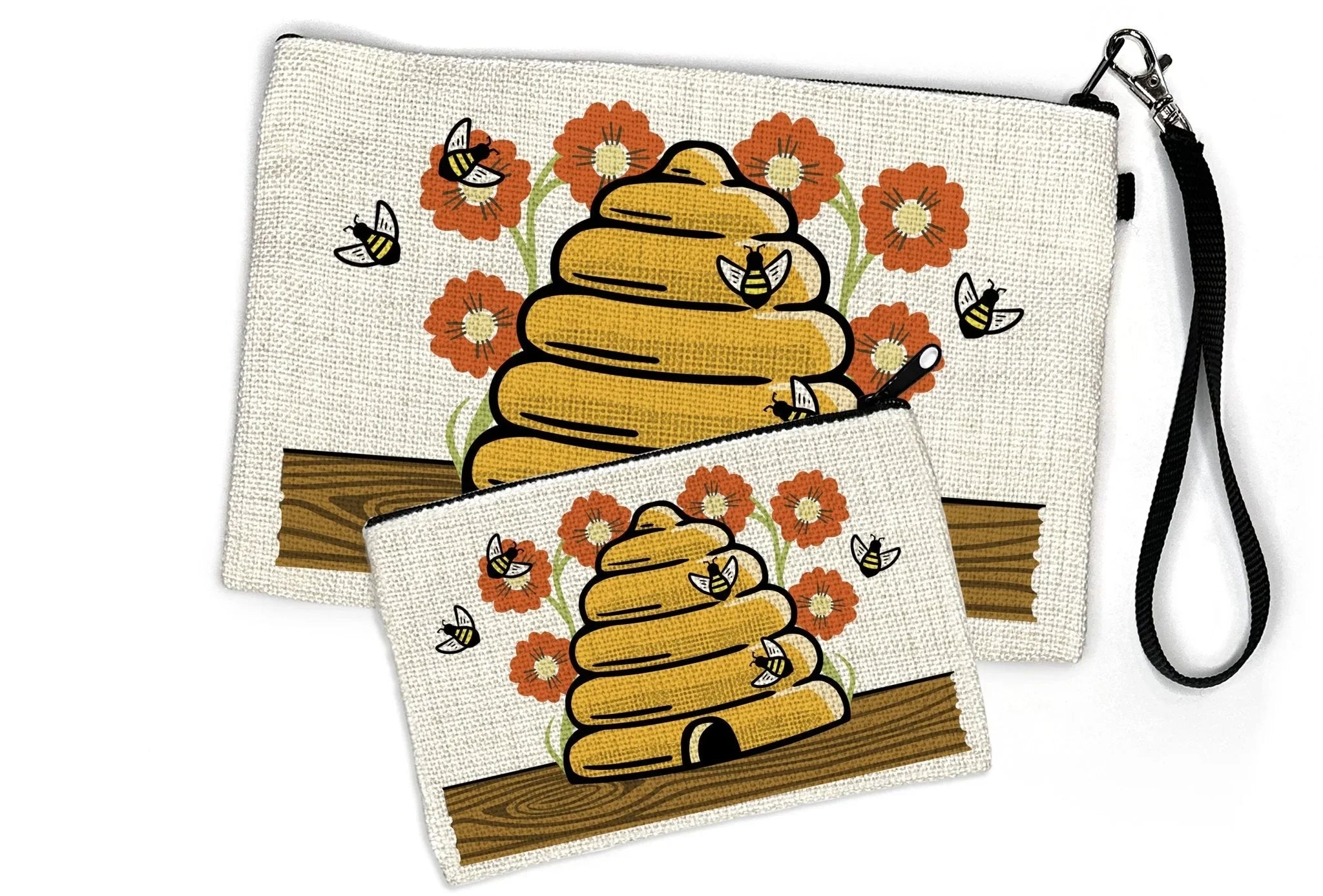 Beehive Cosmetic Travel Pouch - Adorable Zipper Pouch for Organizing Essentials in 2 Sizes - Zipper Pouches - Two Little Fruits - Two Little Fruits