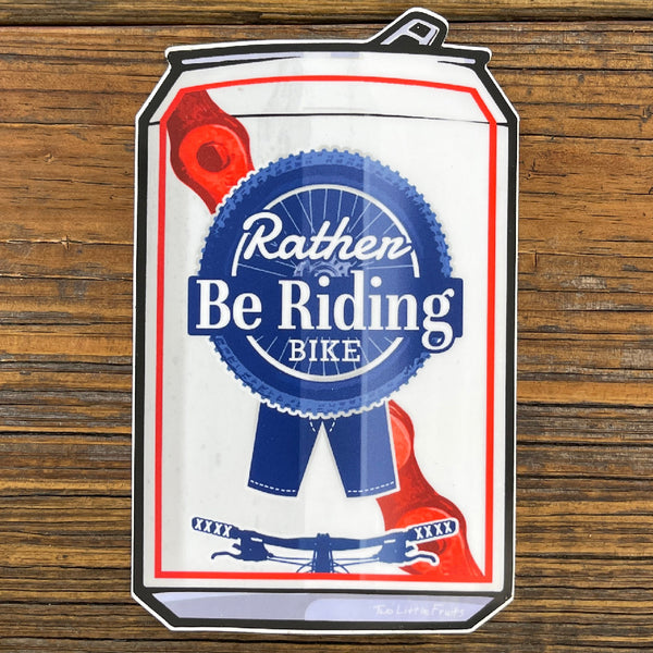 Rather Be Riding Bike Beer Can Sticker, Sticker - Two Little Fruits