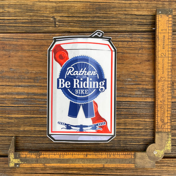 Rather Be Riding Bike Beer Can Sticker, Sticker - Two Little Fruits