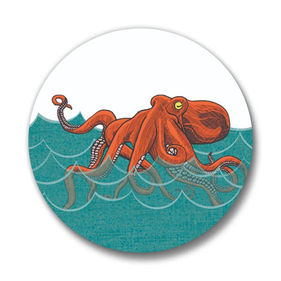 Bento The Octopus Button Pin - 1.25" Soft - Touch, Weather - Resistant & No Glare! - Button Pins - Two Little Fruits - Two Little Fruits