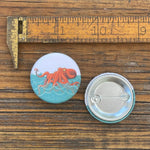 Bento The Octopus illustrated button pin by Two Little Fruits