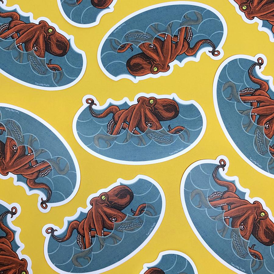 Bento The Octopus Sticker - Durable Water Bottle Octopus Decal for Any Surface - Sticker - Two Little Fruits - Two Little Fruits