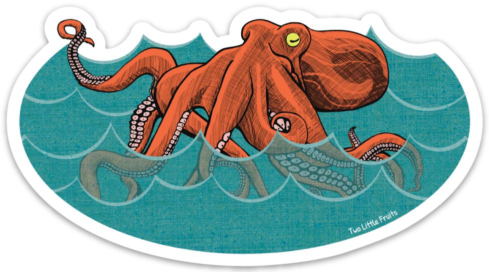 Bento The Octopus Sticker - Durable Water Bottle Octopus Decal for Any Surface - Sticker - Two Little Fruits - Two Little Fruits