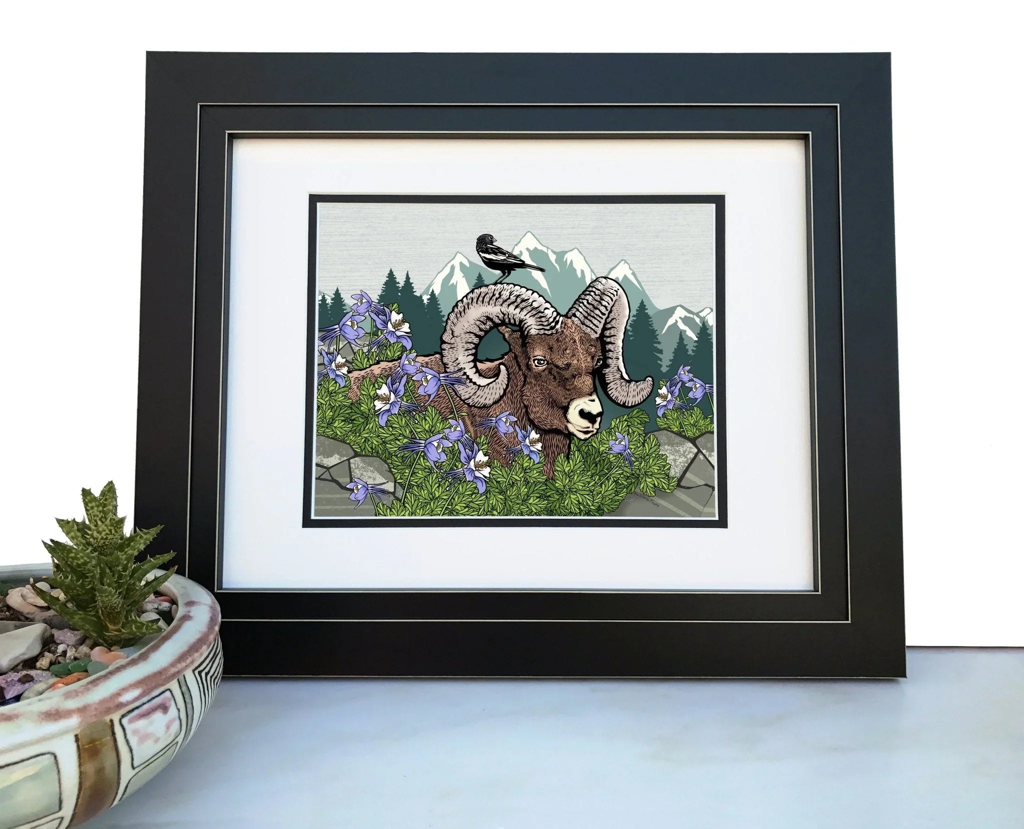 Bighorn Sheep illustrated art print by Two Little Fruits