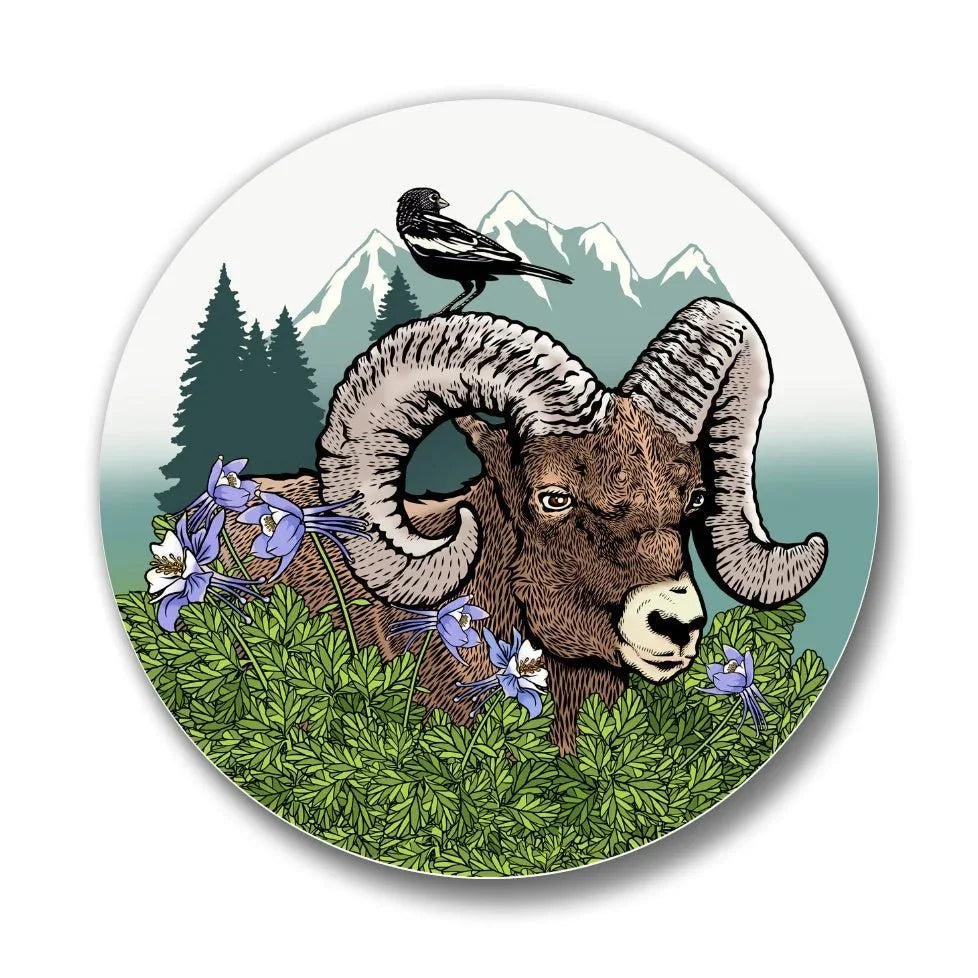 Bighorn Sheep Button Pin - 1.25" Soft - Touch Matte Finish, Weather - Resistant & Scuff - Resistant - Button Pins - Two Little Fruits - Two Little Fruits
