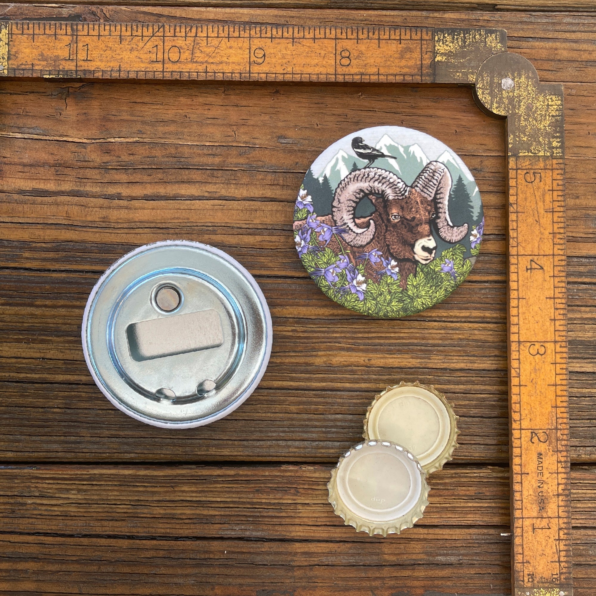 Bighorn Sheep Opener - Pocket - Sized Bottle Opener With Magnet Cap Catcher and Durable Design - Soft Matte Bottle Openers - Two Little Fruits - Two Little Fruits