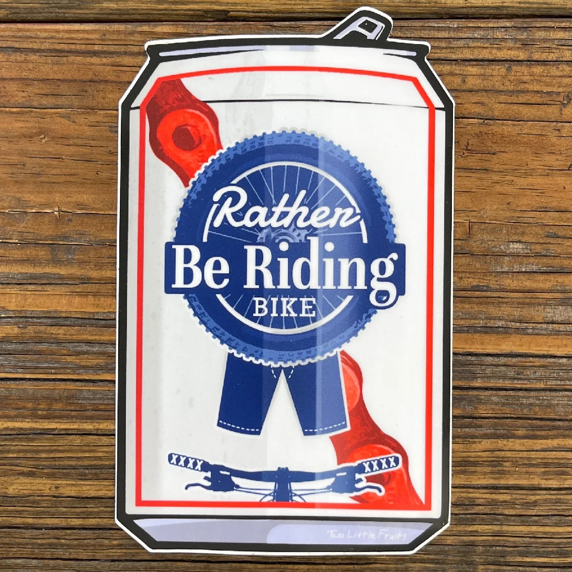 Bike Beer Can illustrated vinyl sticker by Two Little Fruits