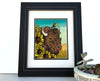 Bison Art Print featuring a majestic bison surrounded by vibrant sunflowers, ideal for framing, showcasing the beauty of nature in your home or office.