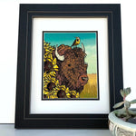 Bison illustrated art print by Two Little Fruits