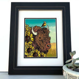 Bison illustrated art print by Two Little Fruits