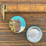 Bison illustrated button pin by Two Little Fruits
