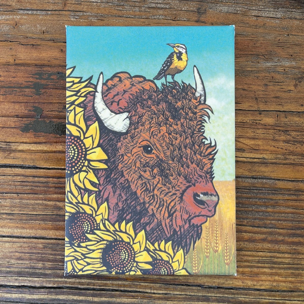 Bison Fridge Magnet with Sunflowers | 2" x 3" Nature - Inspired Design | Perfect for Organizing - Fridge Magnets - Two Little Fruits - Two Little Fruits