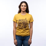 Bison Graphic T-Shirt with Sunflowers - Mustard | Unisex, Eco - Friendly, Made in USA - Tee Shirts - Two Little Fruits - Two Little Fruits