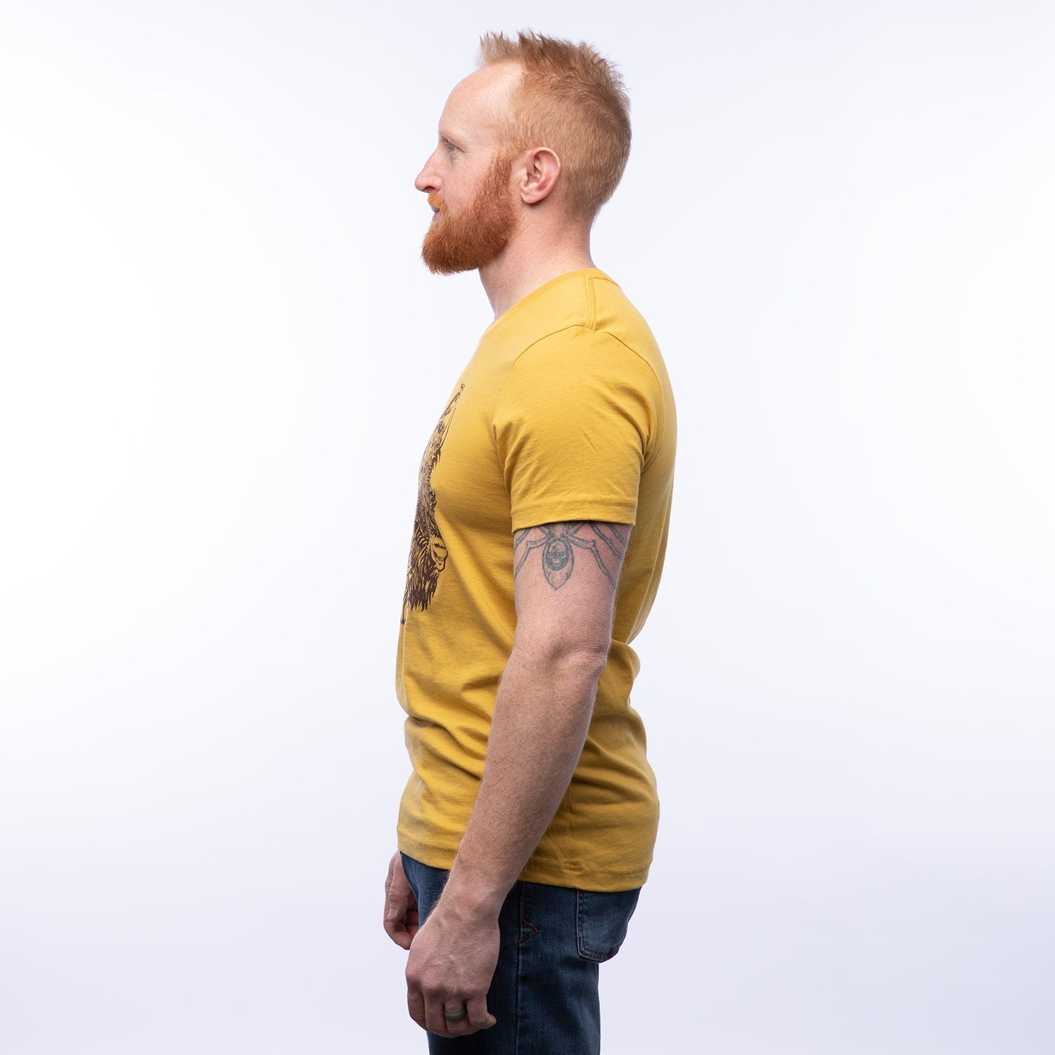 Bison Graphic T-Shirt with Sunflowers - Mustard | Unisex, Eco - Friendly, Made in USA - Tee Shirts - Two Little Fruits - Two Little Fruits