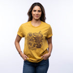 Bison Graphic T-Shirt with Sunflowers - Mustard | Unisex, Eco - Friendly, Made in USA - Tee Shirts - Two Little Fruits - Two Little Fruits
