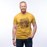 Bison Graphic T-Shirt with Sunflowers - Mustard | Unisex, Eco - Friendly, Made in USA - Tee Shirts - Two Little Fruits - Two Little Fruits