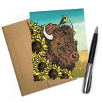Bison illustrated greeting card by Two Little Fruits