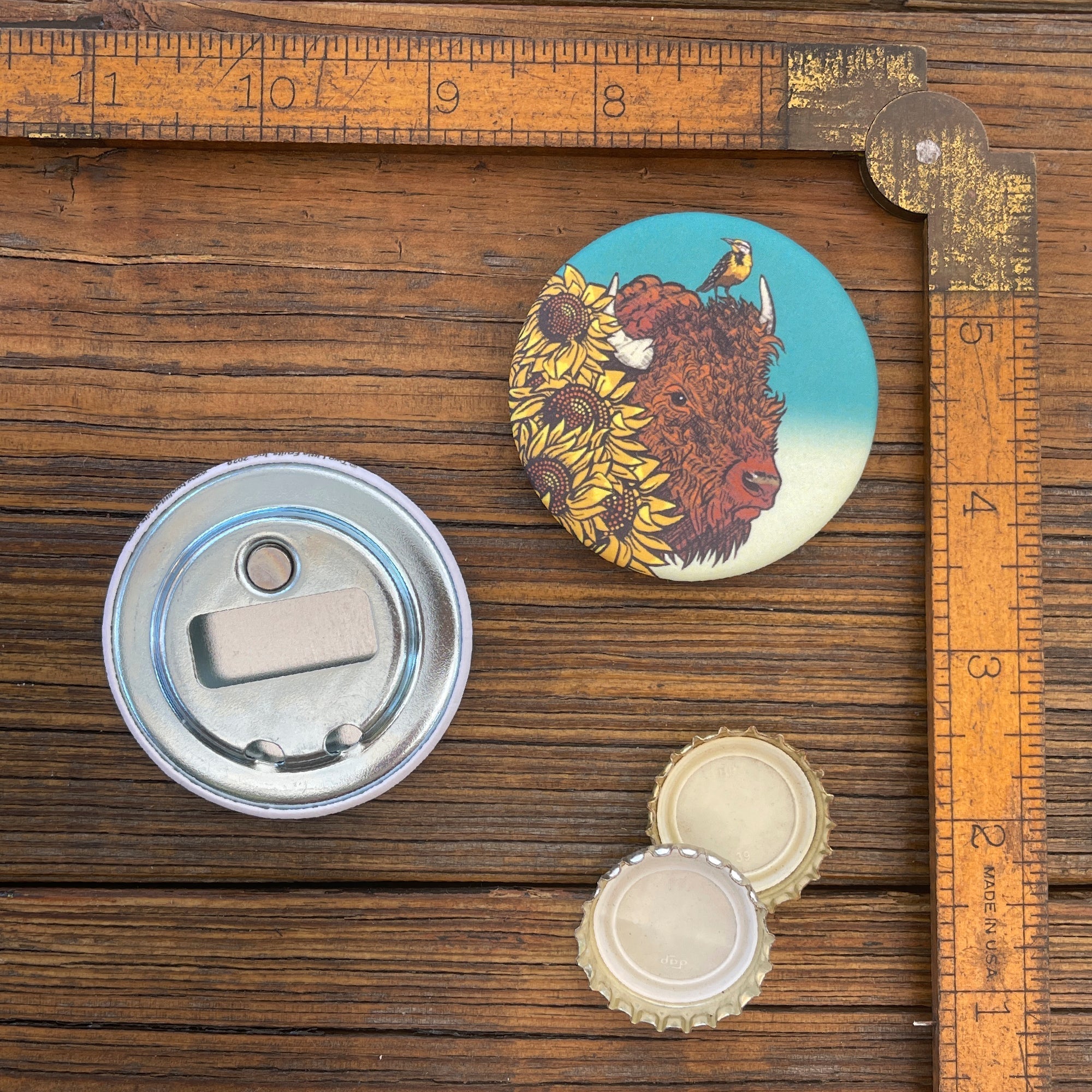 Bison Magnetic Bottle Opener - Durable All - Metal Design with Cap Catcher Magnet - Pocket - Sized! - Soft Matte Bottle Openers - Two Little Fruits - Two Little Fruits