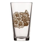 Bison Pint Glass With Sunflower Illustration, 16 Fl Oz - Pint Glass - Two Little Fruits - Two Little Fruits