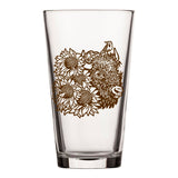 Bison Pint Glass With Sunflower Illustration, 16 Fl Oz - Pint Glass - Two Little Fruits - Two Little Fruits