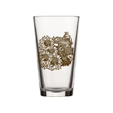 Bison Pint Glass With Sunflower Illustration, 16 Fl Oz - Pint Glass - Two Little Fruits - Two Little Fruits