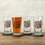 Bison Pint Glass With Sunflower Illustration, 16 Fl Oz - Pint Glass - Two Little Fruits - Two Little Fruits
