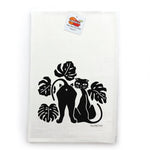 Black Cat And Monstera Leaf Cotton Kitchen Towel – 100% Absorbent, Lint - Free, Made in USA - Tea Towels - Two Little Fruits - Two Little Fruits