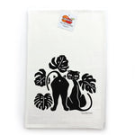 Black Cat And Monstera Leaf Cotton Kitchen Towel – 100Absorbent, Lint - Free, Made in USA - Tea Towels - Two Little Fruits - Two Little Fruits