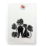 Black Cat And Monstera Leaf Cotton Kitchen Towel – 100Absorbent, Lint - Free, Made in USA - Tea Towels - Two Little Fruits - Two Little Fruits