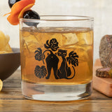 Black Cat Whiskey Glass - Unique Monstera Leaf Design, 10 Oz Capacity, Made in USA, Dishwasher Safe - Rocks Glass - Two Little Fruits - Two Little Fruits