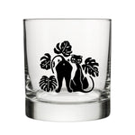 Black Cat Whiskey Glass - Unique Monstera Leaf Design, 10 Oz Capacity, Made in USA, Dishwasher Safe - Rocks Glass - Two Little Fruits - Two Little Fruits
