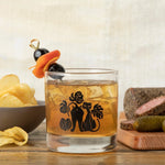 Black Cat Whiskey Glass - Unique Monstera Leaf Design, 10 Oz Capacity, Made in USA, Dishwasher Safe - Rocks Glass - Two Little Fruits - Two Little Fruits