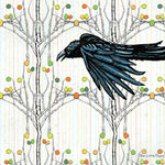 Black Crow Art Print – Majestic Bird Flying Through Aspen Trees, Perfect Rustic Decor - Paper Prints - Two Little Fruits - Two Little Fruits