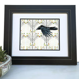 Black Crow Art Print – Majestic Bird Flying Through Aspen Trees, Perfect Rustic Decor - Paper Prints - Two Little Fruits - Two Little Fruits