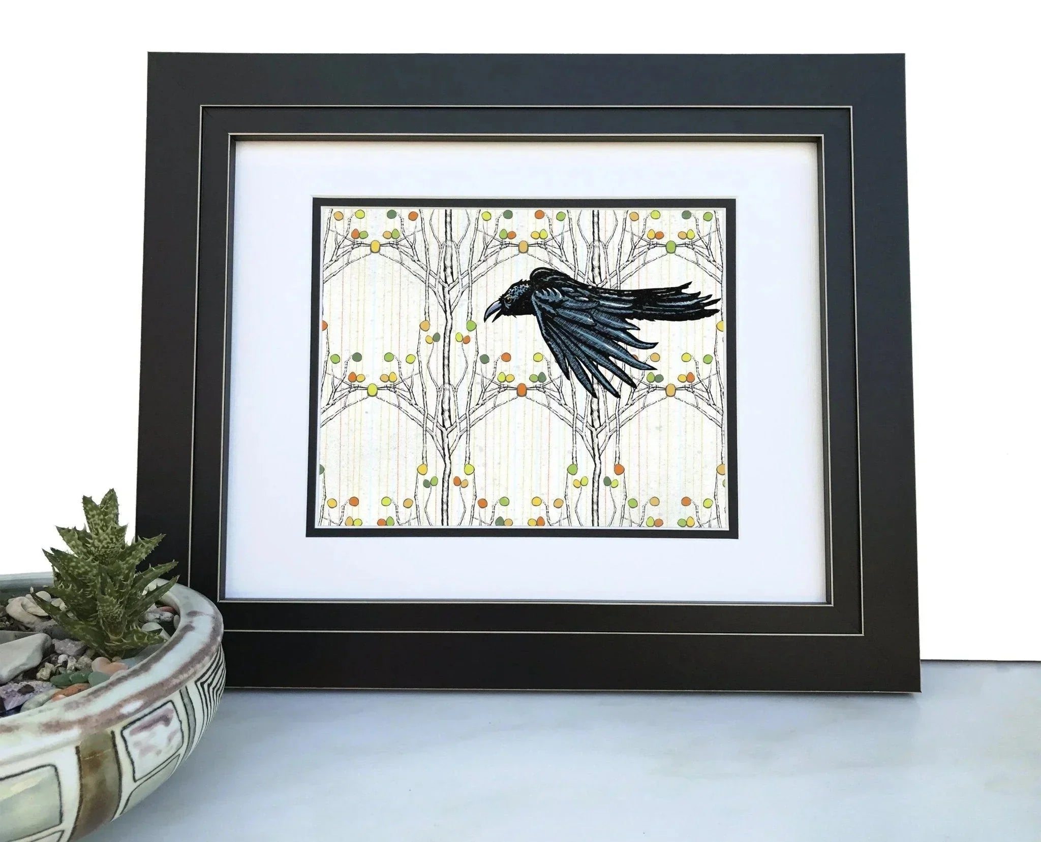 Black Crow illustrated art print by Two Little Fruits