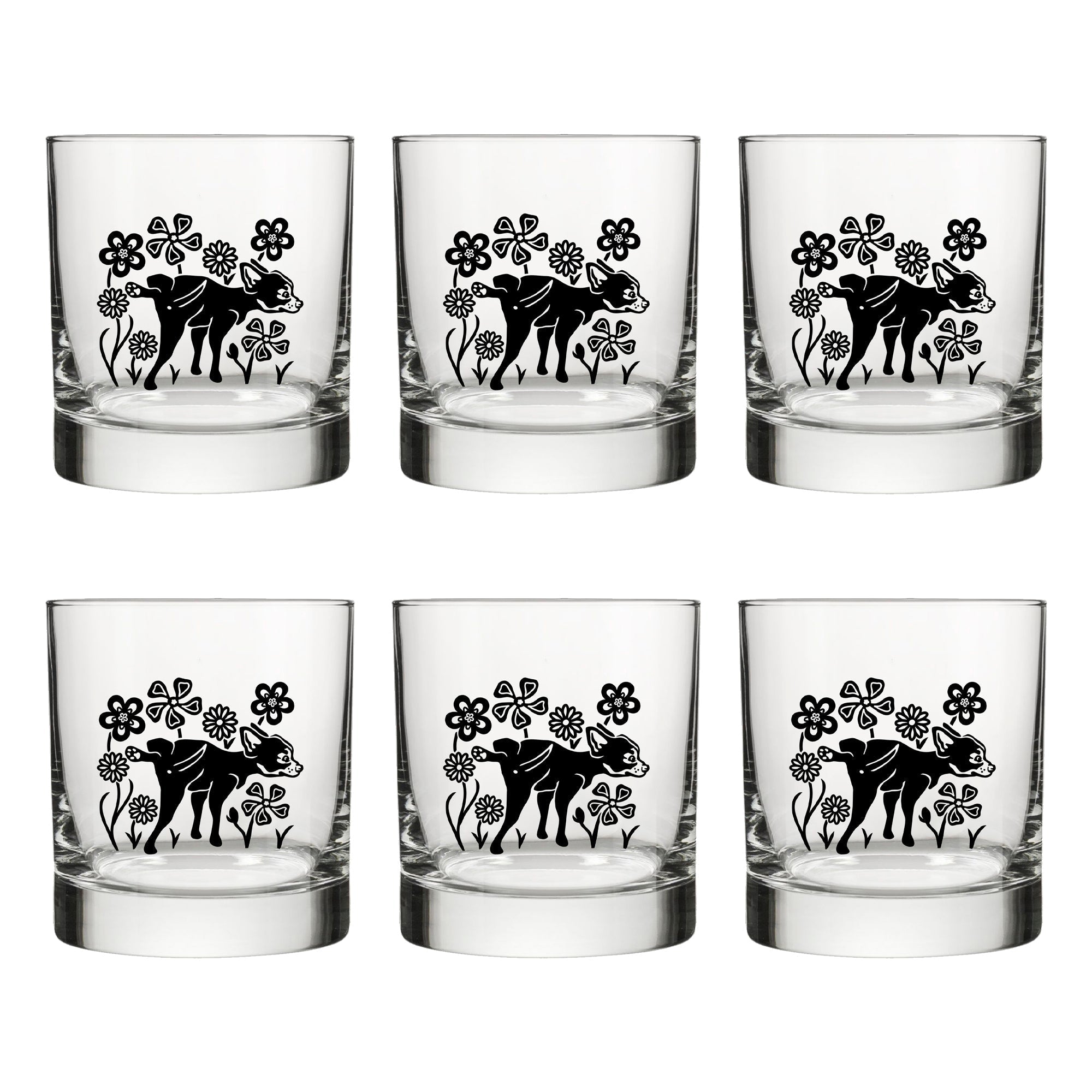 Black Dog Rocks Glass - Fun Peeing Dog Design Perfect for Whiskey, Soda, and Mixed Drinks - Rocks Glass - Two Little Fruits - Two Little Fruits