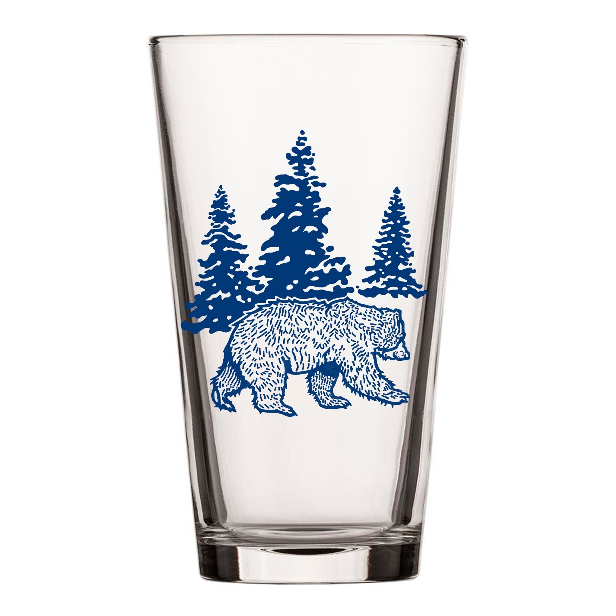 Blue Bear Pint Glass - 16 Oz Durable Glass with Charming Bear Illustration - Pint Glass - Two Little Fruits - Two Little Fruits