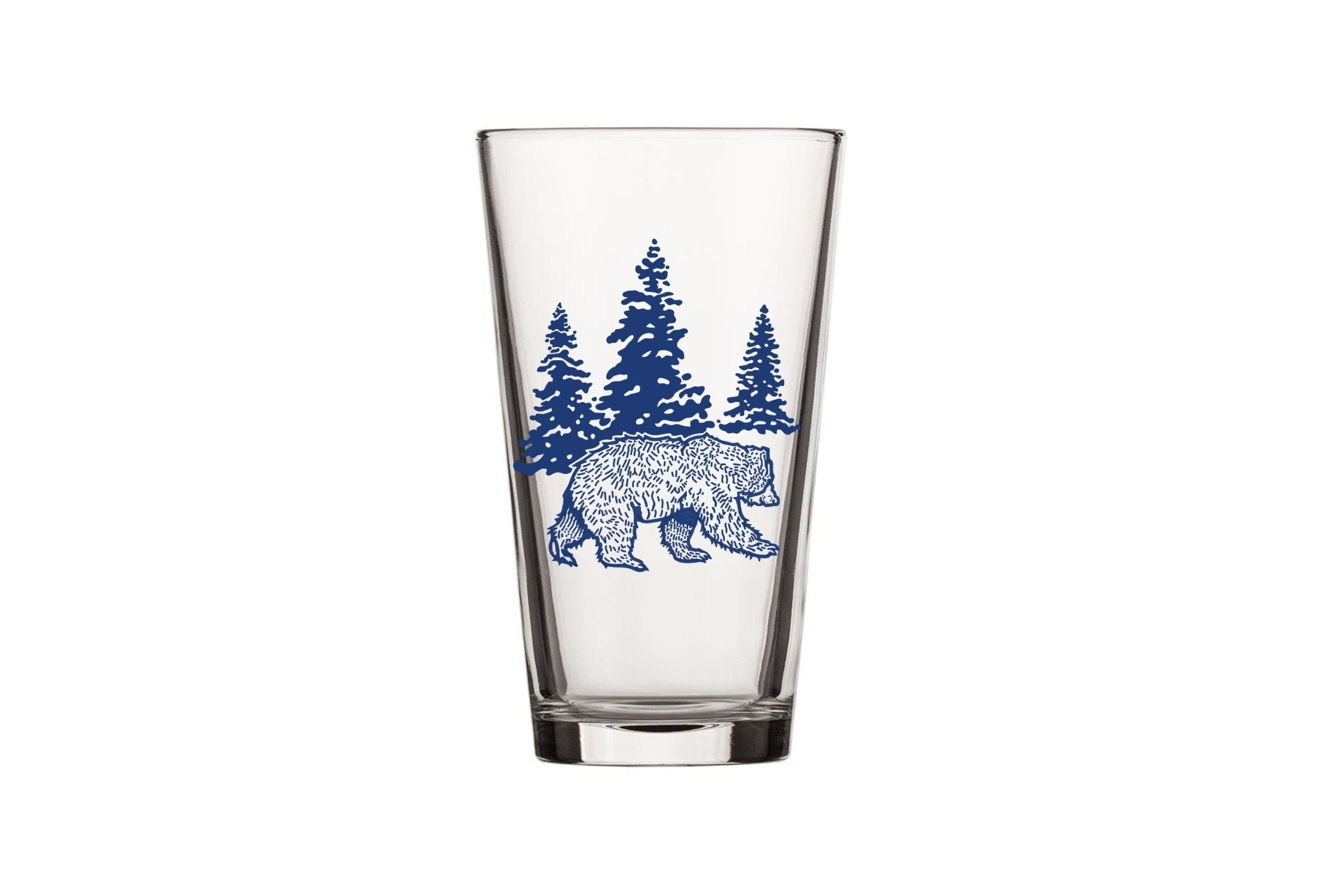 Blue Bear Pint Glass - 16 Oz Durable Glass with Charming Bear Illustration - Pint Glass - Two Little Fruits - Two Little Fruits