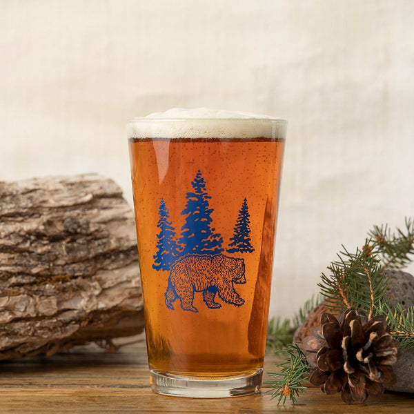 Blue Bear Pint Glass - 16 Oz Durable Glass with Charming Bear Illustration - Pint Glass - Two Little Fruits - Two Little Fruits