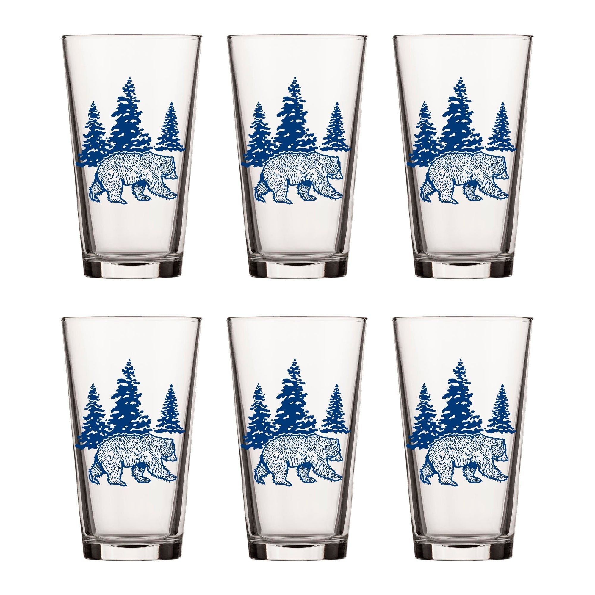 Blue Bear Pint Glass - 16 Oz Durable Glass with Charming Bear Illustration - Pint Glass - Two Little Fruits - Two Little Fruits