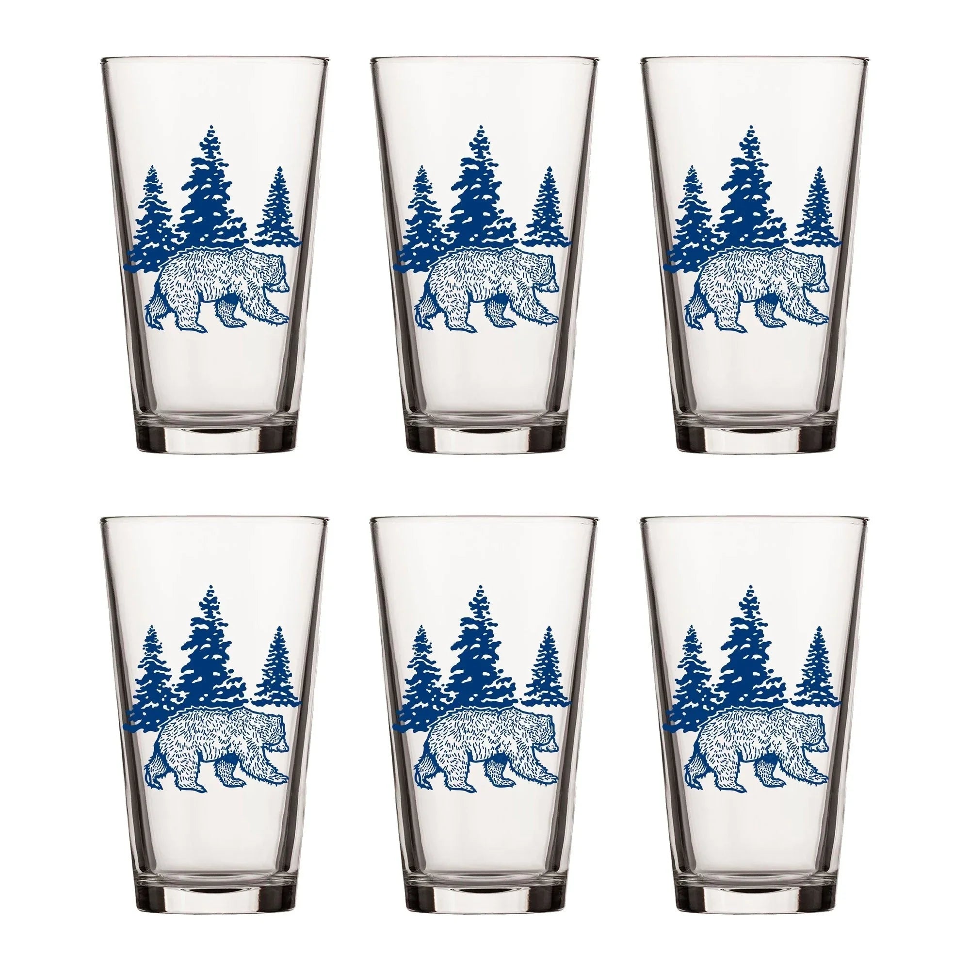 Blue Bear Pint Glass - 16 Oz Durable Glass with Charming Bear Illustration - Pint Glass - Two Little Fruits - Two Little Fruits