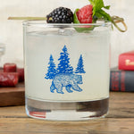 Blue Bear Screen Printed Glassware - Unique Whiskey Rocks Glass for Entertaining & Gifts, 10 Fl Oz - Rocks Glass - Two Little Fruits - Two Little Fruits