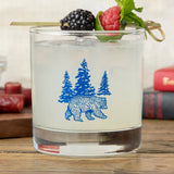 Blue Bear Screen Printed Glassware - Unique Whiskey Rocks Glass for Entertaining & Gifts, 10 Fl Oz - Rocks Glass - Two Little Fruits - Two Little Fruits