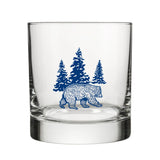 Blue Bear Screen Printed Glassware - Unique Whiskey Rocks Glass for Entertaining & Gifts, 10 Fl Oz - Rocks Glass - Two Little Fruits - Two Little Fruits