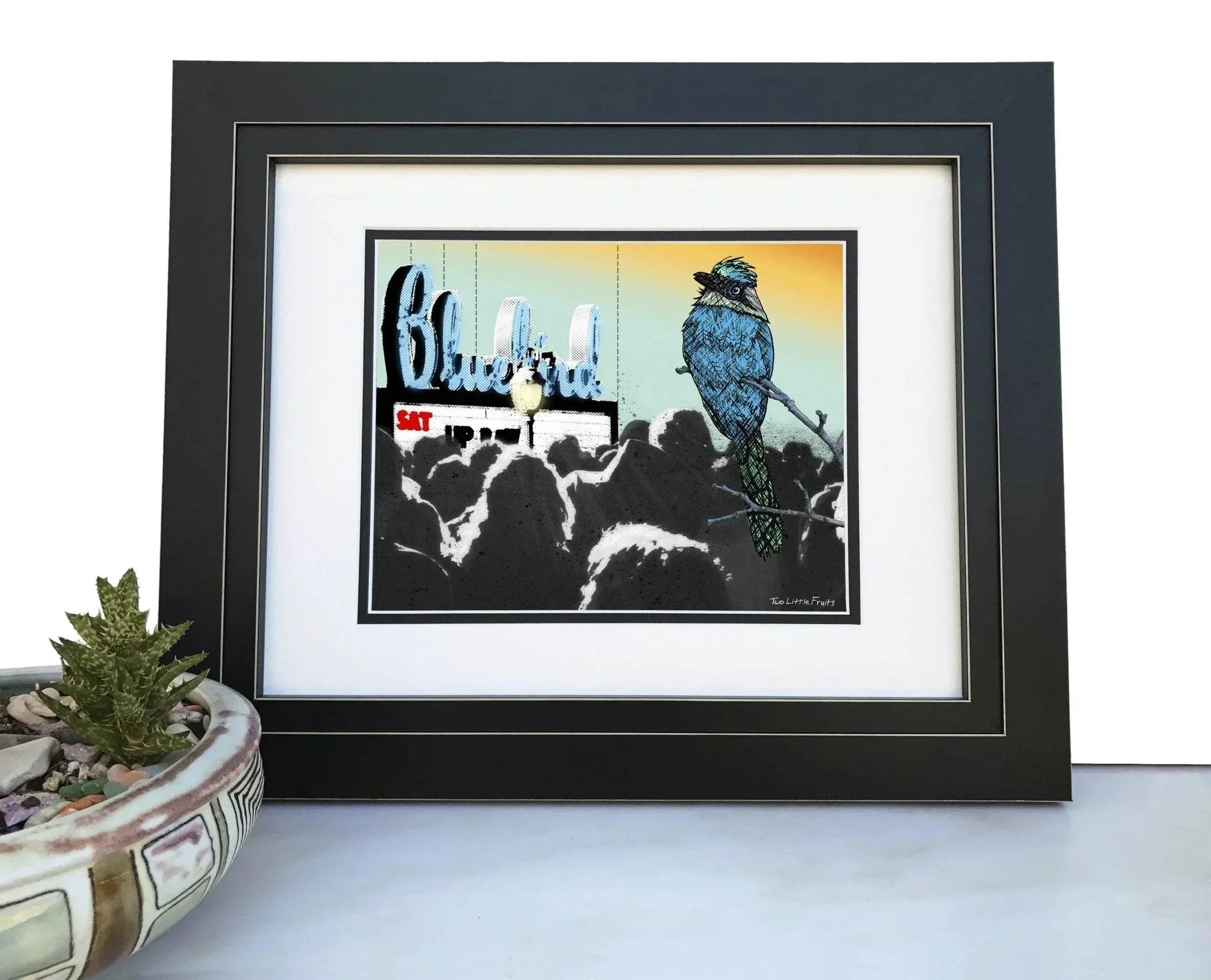 Bluebird Theater illustrated art print by Two Little Fruits