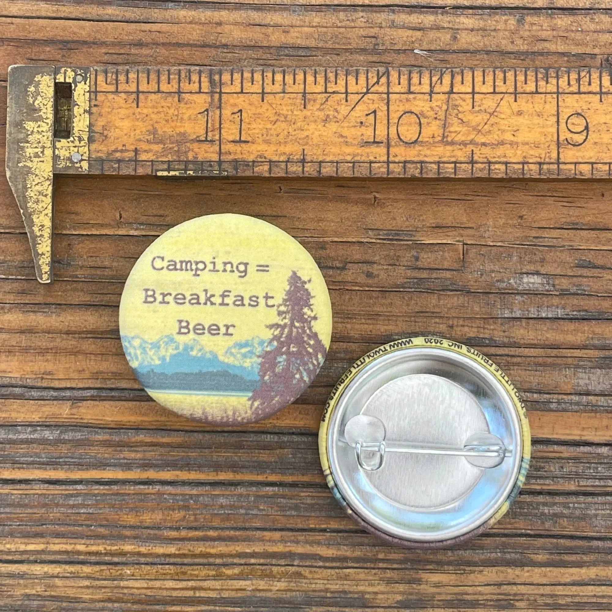 Breakfast Beer illustrated button pin by Two Little Fruits