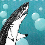 Bubbles The Great White Shark Print - High Quality Art Print 8x10 or 11x14 Inches - Paper Prints - Two Little Fruits - Two Little Fruits