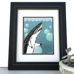 Bubbles The Great White Shark Print - High Quality illustrated art print by Two Little Fruits
